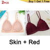 Image of DeRuiLaDy 2PCS French Style Bralette Seamless Deep V Lace Bra Wireless Thin Underwear Sexy Lingerie Soft Bras For Women Girl
