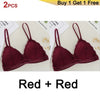 Image of DeRuiLaDy 2PCS French Style Bralette Seamless Deep V Lace Bra Wireless Thin Underwear Sexy Lingerie Soft Bras For Women Girl