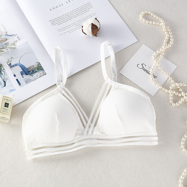 DeRuiLaDy Soft Bralette Sexy Perspective Deep V Seamless Bras for Women Wireless Push Up Bra Comfortable Underwear Sexy Lingerie