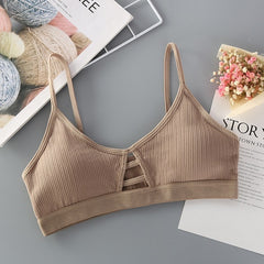 DeRuiLaDy Thin Strap Bralette Sexy Lingerie Seamless Hollow Out Soft Bras For Women Wireless Push Up Bra Comfortable Underwear