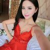 Image of Deep V Neck Women Satin Nightgown Sexy Lace Sleepwear Strap Spaghetti Ladies Silk Nightwear Sleep Wear Night Gown Lingerie Dress