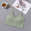Image of Deep V Women Sexy Bralette Soft Cotton Bra Solid Color Crop Top Push Up Padded Bralette Comfortable Underwear Wire Free Lingerie