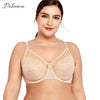 Image of Delimira Women's Sheer Lace Unlined Full Cup Underwire Bra Full Figure Plus Size Bra