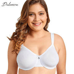 Delimira Women's Sheer Minimizer Bra Plus Size Support Underwired Everyday Bra