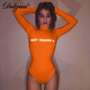 Image of Dulzura 2019 autumn winter women bodysuit body reflective cotton streetwear clothes letter print one piece romper office