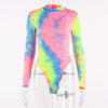 Image of Dulzura 2019 autumn winter women bodysuit tie dye long sleeve streetwear festival clothes body office one piece rompers bodycon