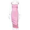 Image of Dulzura neon satin lace up 2019 summer women bodycon long midi dress sleeveless backless elegant party outfits sexy club clothes