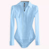 Image of Elegant Bodysuits Women Office Lady White Body Shirt Long Sleeved Blouse Turn Down Collar Tops Female Clothing 2019