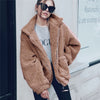 Image of Elegant Faux Fur Coat Women 2019 Autumn Winter Thick Warm Soft Fleece Jacket Pocket Zipper Outerwear Overcoat Bear Teddy coat