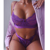 Image of Ellolace Sexy Lace Mesh Lingerie Set Underwear 2 Piece Set Women Wireless Bralette Pink Transparent Hollow Out 6 Color Panty Set