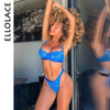 Image of Ellolace Sexy Lace Mesh Lingerie Set Underwear 2 Piece Set Women Wireless Bralette Pink Transparent Hollow Out 6 Color Panty Set