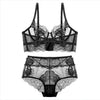 Image of Embroidery Lingerie Set Ultra-thin Cup Bra Set Underwear Transparent Temptation Sexy Underwear For Women High Waist bralette set