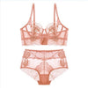 Image of Embroidery Lingerie Set Ultra-thin Cup Bra Set Underwear Transparent Temptation Sexy Underwear For Women High Waist bralette set