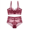 Image of Embroidery Lingerie Set Ultra-thin Cup Bra Set Underwear Transparent Temptation Sexy Underwear For Women High Waist bralette set
