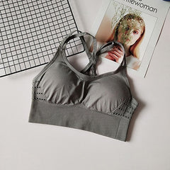 Energy Seamless Sports Bra Running Back Cross Strappy Yoga Bra With Removable Pads Brassiere Sport Woman Fitness Top Activewear