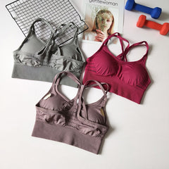 Energy Seamless Sports Bra Running Back Cross Strappy Yoga Bra With Removable Pads Brassiere Sport Woman Fitness Top Activewear