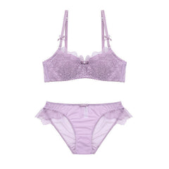 Europe new fashion design ultra thin sexy lingerie lace bra set women embroidery bra sets underwear 1/2 cup bra push cup JYF