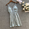Image of FZSLCYIYI Nightgowns & Sleepshirts Silk Sleepwear Women Night Dress Satin Sexy Lace Lingerie Nightshirts Sleep Lounge