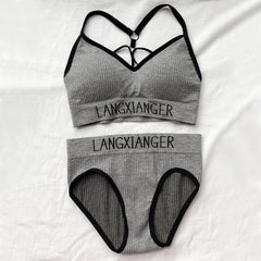 Fashion Bra Briefs Set For Women Lingerie With Pads Seamless Push Up Bralette Active Bra Plus Size XL Sports Underwear #D