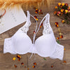 Image of Fashion Lace Bra Sexy Bras For Women B C Cup Underwear Hanging Neck Unlined Brassiere Female Hollow Floral Lingerie New Arrival