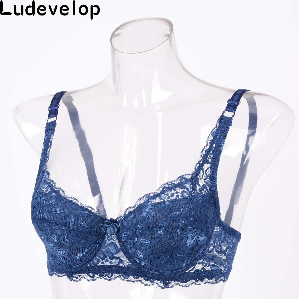 Fashion New Sexy Ladies Sexy Underwear Full Coverage Minimizer Non Padded Lace Sheer Bra 9 Color 34-40 AB Cup