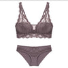 Image of Fashion Sexy Bra set Lingerie Women's Lace Underwear eyelash Lace Lingerie Set Thin lined 3/4 cup Bralette V neck new arrival