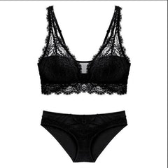 Fashion Sexy Bra set Lingerie Women's Lace Underwear eyelash Lace Lingerie Set Thin lined 3/4 cup Bralette V neck new arrival