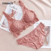 Image of Fashion Sexy Bra set Lingerie Women's Lace Underwear eyelash Lace Lingerie Set Thin lined 3/4 cup Bralette V neck new arrival