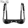 Image of Fashion Women Sexy Adjustable Spaghetti Straps Bra Lingerie Wetlook Faux Leather Open Cup Bra Top for Clubwear Party Costumes