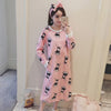 Image of Fashion Women Winter Night Skirt Leisure Home Clothes Long SleeveThicken Warm Flannel NIghtgown for Women Dress Sleepwear Girl