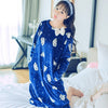 Image of Fashion Women Winter Night Skirt Leisure Home Clothes Long SleeveThicken Warm Flannel NIghtgown for Women Dress Sleepwear Girl