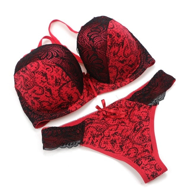 Fashion sexy women lingerie set lace print matching underwear large size underwear bra and panty set X00013