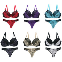 Fashion sexy women lingerie set lace print matching underwear large size underwear bra and panty set X00013
