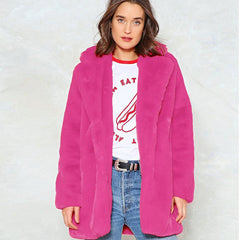 FaylisVow 4xl Plus Size Thick Fur Coat Women Winter Warm Loose Plush Teddy Fluffy Long Sleeve Faux Fur Coats Woman Solid Jackets