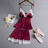 Image of Fiklyc brand two pieces pyjamas women sexy lingerie pijama mujer femme pizama female sexy lounge sets satin & lace sleepwear set