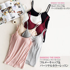 Fitness Clothing  Padded Bra Tank Top Women Modal Spaghetti Solid Cami Top Vest Female With Built In