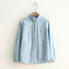 Image of GOPLUS Women's Shirt Blue Blouse Clothing for Women Tops 2019 Turn Down Collar Denim Blouses Cotton Shirts Haut Chemise Femme