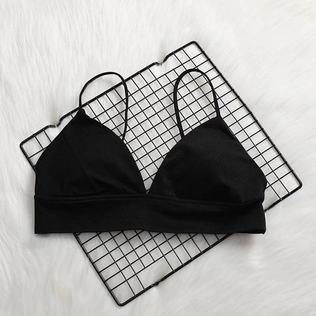 GUMPRUN Soft Bralette Deep V Seamless Bras for Women Wireless Push Up Bra Comfortable Blackless Underwear Ladies Sexy Lingerie