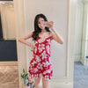 Image of Girl Tops summer New Women Sling Nightgown printing Sexy Sleepwear Shortless Sleeve Pyjamas with Chest Pad Girl Short Nightdress