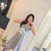 Image of Girl Tops summer New Women Sling Nightgown printing Sexy Sleepwear Shortless Sleeve Pyjamas with Chest Pad Girl Short Nightdress