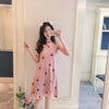 Image of Girl Tops summer New Women Sling Nightgown printing Sexy Sleepwear Shortless Sleeve Pyjamas with Chest Pad Girl Short Nightdress