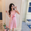 Image of Girl Tops summer New Women Sling Nightgown printing Sexy Sleepwear Shortless Sleeve Pyjamas with Chest Pad Girl Short Nightdress