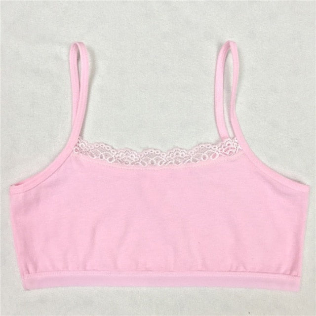 Girl Underwear Cotton Lace Bras Girls Soft Camisoles Sports Bra Top Breathable For Teens Training Bra 8-18Y