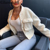 Image of Glamaker Faux fur warm coat furry outwear Women sexy white pocket female teddy coat Autumn fake fur short jacket coat winter