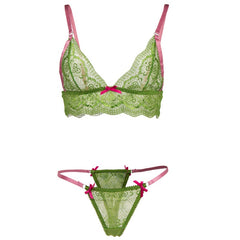 Green Lace Sexy Lingerie Women Sexy Bra Sets Transparent Ultra-thin Lingerie Underwear Solid See Through Intimates Women Bra