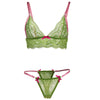 Image of Green Lace Sexy Lingerie Women Sexy Bra Sets Transparent Ultra-thin Lingerie Underwear Solid See Through Intimates Women Bra
