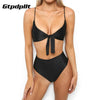 Image of Gtpdpllt Beach Summer panties and bra set Women bras Black Yellow brief set sexy lingerie women Padded High Waist underwear