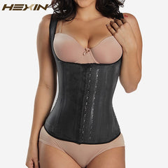 HEXIN Black 4 Rows Hooks Latex Waist Cincher  Body Shaper Steel Bone Corset Slimming Vest Waist Trainer Plus Size Girdle Belt