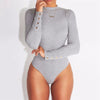 Image of HOT Fashion Sexy Women Clothes Long Sleeve O Neck Solid Stretch Bodysuit Lady Leotard Jumpsuit Body Tops Europe and America