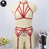 Image of Harness Garter Belt Red Elastic Goth Lingerie Cage Suspender Belt Bondage Harness Sexy Wedding Garter Fetish Leg Stockings Belt